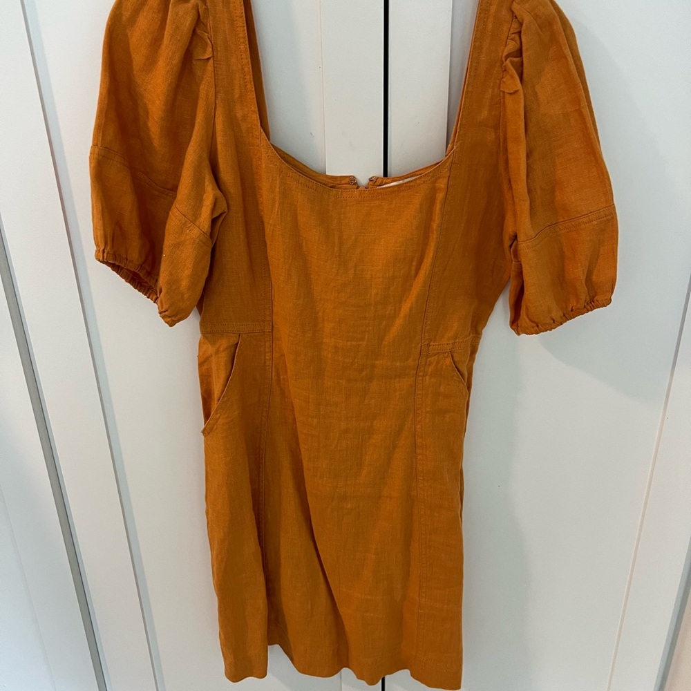 Madewell Orange Puff Sleeve Dress